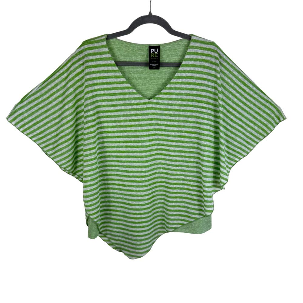 Pure Essence Urbanology Green Striped Lightweight Sweater Poncho Tank Under Sz S